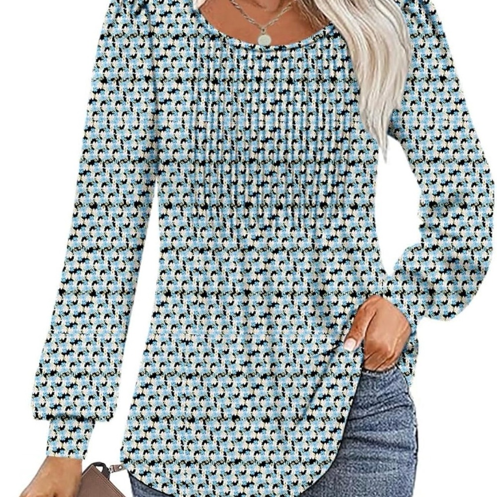 Floral Ribbed Relaxed Blouse